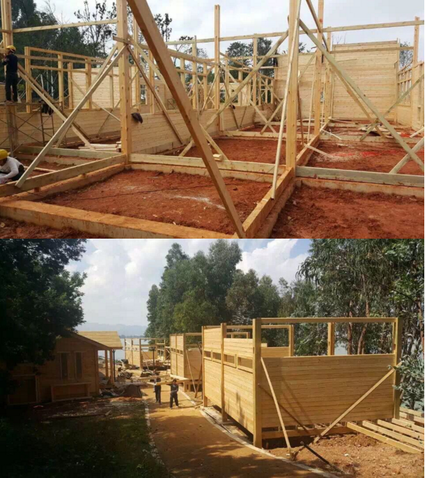 防腐木木屋建造过程